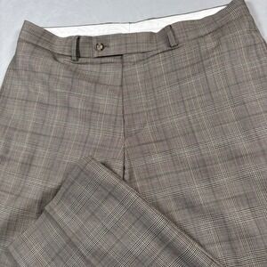 Hugo Boss Dress Pants Men 34 Brown Glen Check Plaid Gable Vegas Virgin Wool